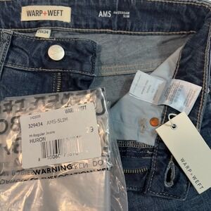 Warp + Weft AMS Amsterdam Jeans Mens 29Wx34L Blue Huron Denim Stretch Ultra-Soft